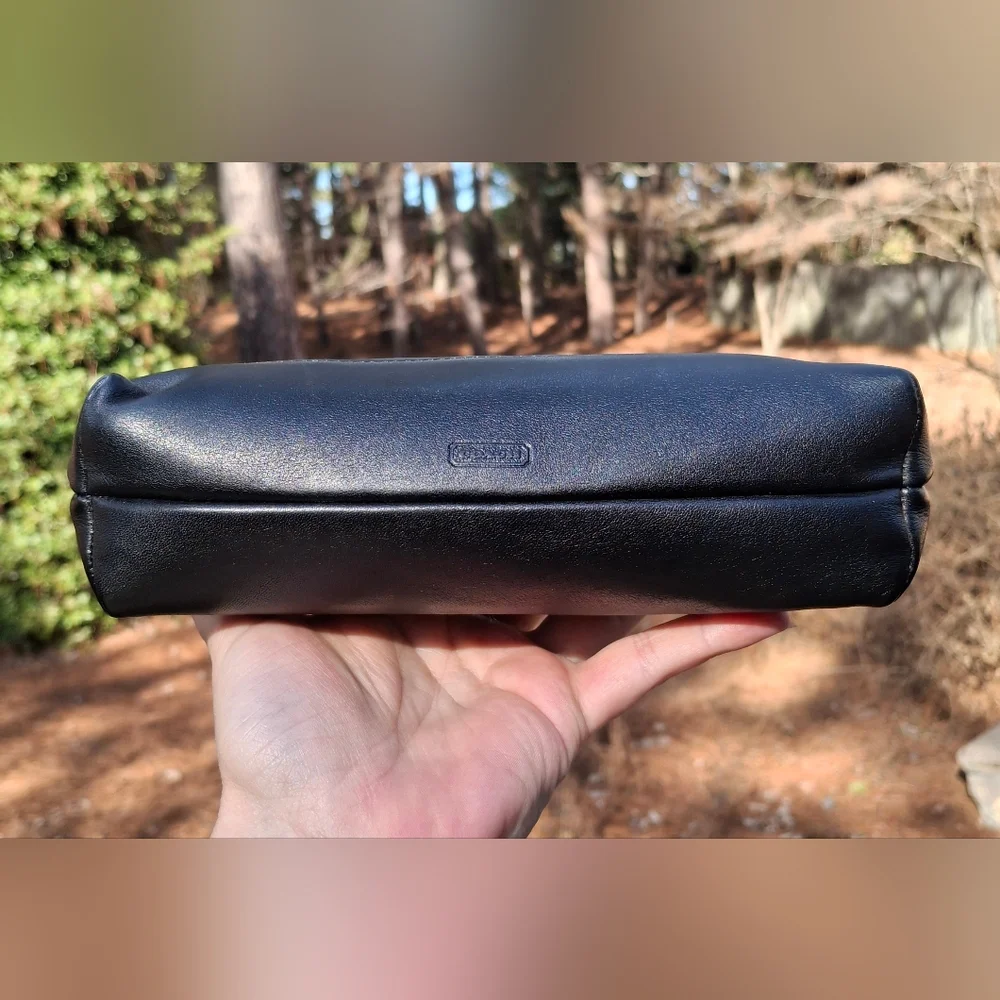 Vintage 90's Coach Black Glove Tanned Leather Large Cosmetic Bag #7172